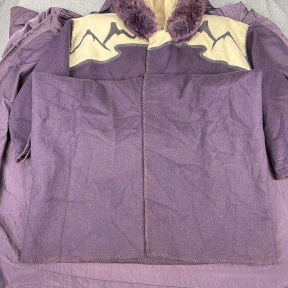Lundstrom La Parka Small Wool Coat Southwest Tribal Faux Fur 2 PC Nylon Overcoat - Picture 4 of 16